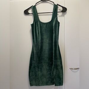 Green Velvet Bodycon Mini Dress